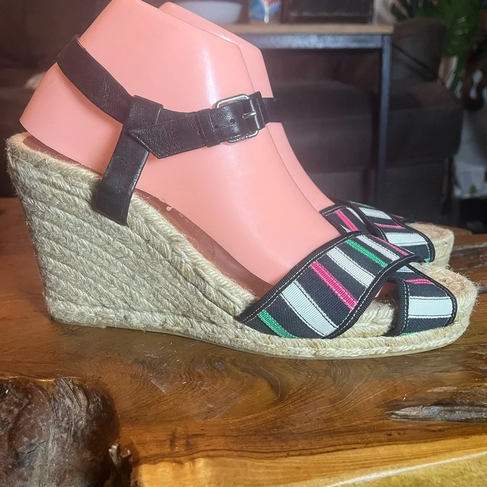 Marc by Marc Jacobs Striped Espadrille Wedge Sandals Size 40 (US 9.5)